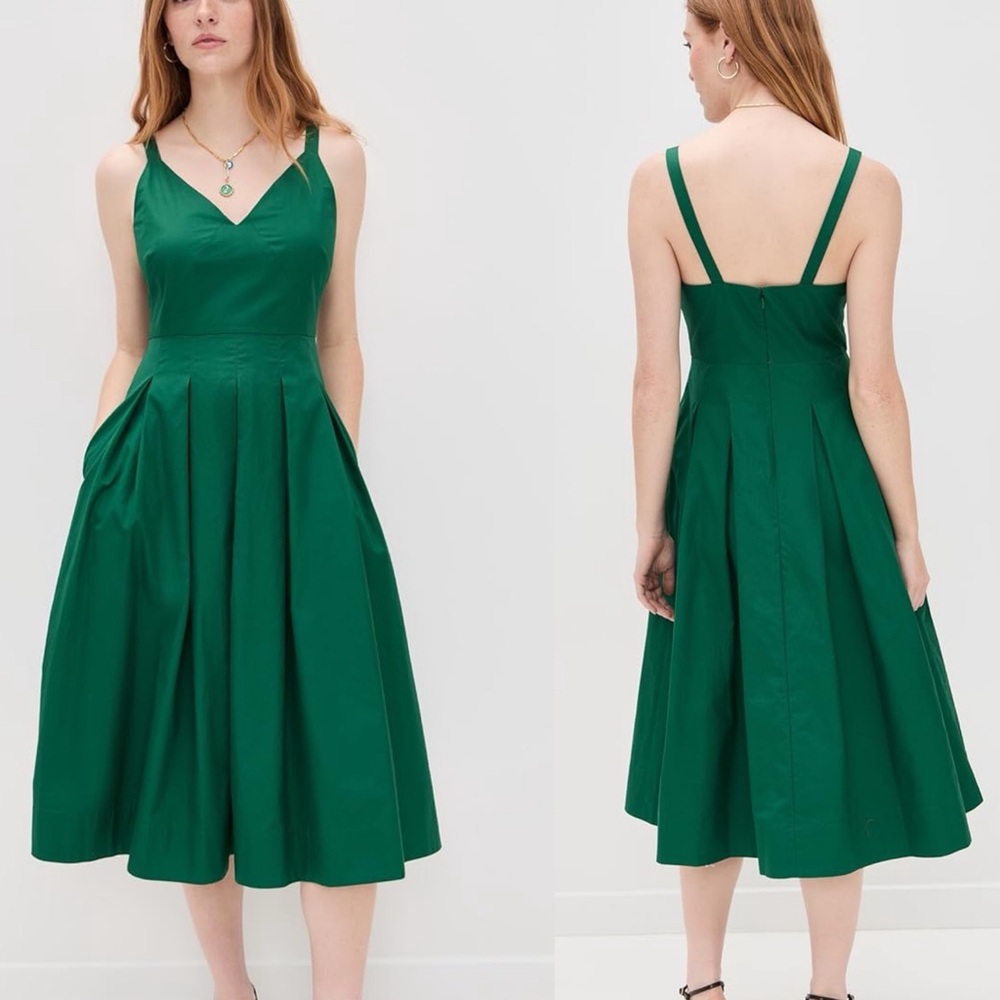 Alex Mill Abby Midi‎ Dress Elegant Green Poplin NWT Small S